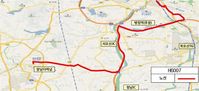 화성시청 병점역 무정차 버스 노선도. / 자료제공=화성시