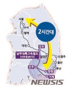 【창원=뉴시스】남부내륙고속철도(서부경남KTX) 노선도.2019.06.330.(사진=경남도 제공) photo@newsis.com
