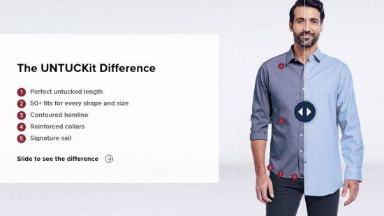 빼서 입을 때 더 맵시있으며, 계절에 상관없이 일년 내내 입을 수 있는 장점을 가진 셔츠의 적정 길이는? [사진=UNTUCKit]