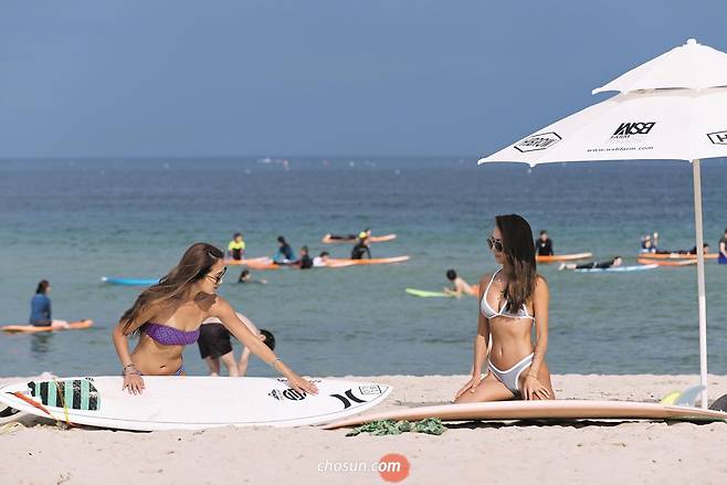 강원도 양양 죽도해변의 서퍼. /김종연 영상미디어 기자