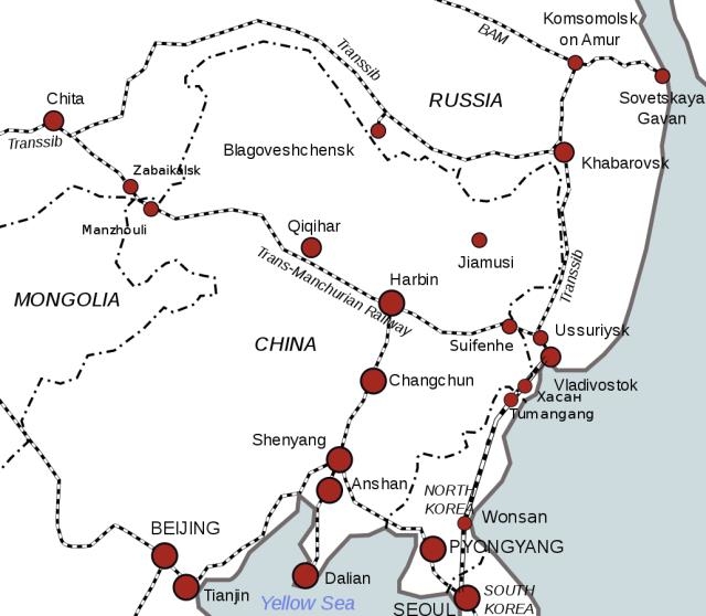 ▲치타-블라디보스토크 간의 거리가 중국의 동북지방을 통과함으로써 많이 짧아진다. ⓒ위키피디아