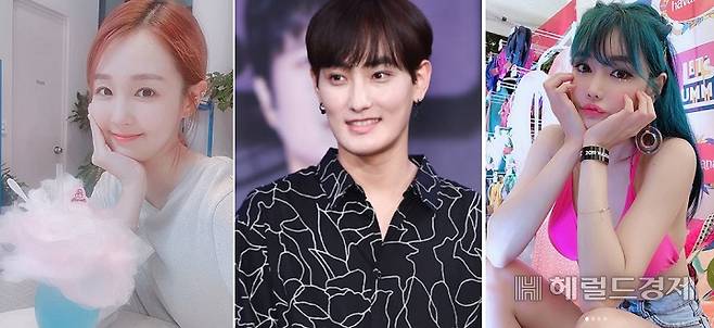 3일 양다리 열애설로 온라인 공간을 후끈 달군 방송인 오정연과 가수 강타, 레이싱모델 우주안(왼쪽부터). [오정연, 강타, 우주안 인스타그램 캡처]