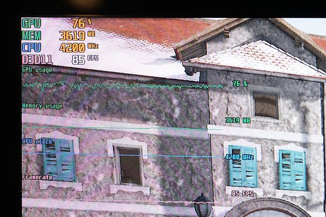 라이젠5 3600X와 라데온 RX 5700으로 배틀그라운드를 실행했을 때 자원 사용 상태.