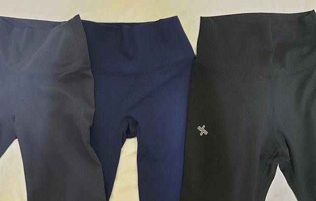 (왼쪽부터) 안다르 '에어쿨링 뉴지니 7부 딥나이트','에어코튼 네이비', 젝시믹스 '셀라V업3D 레깅스'. ⓒ데일리안