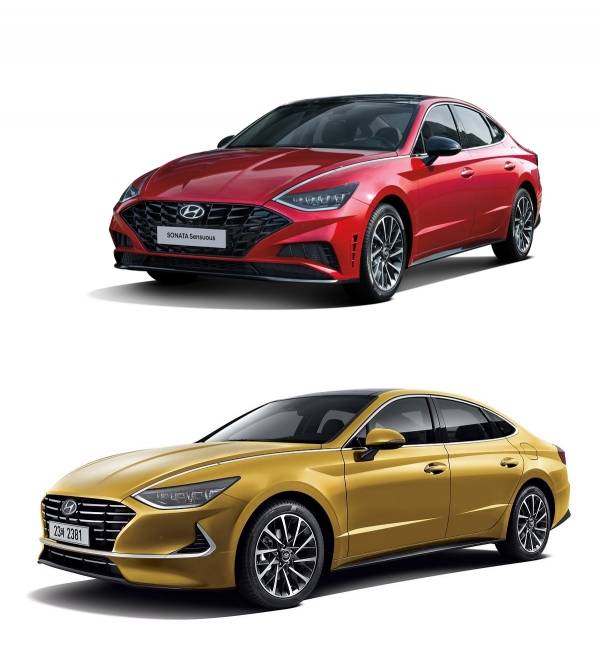 현대차 ‘쏘나타 센슈어스(SONATA Sensuous)' (상), 'DN8 신형 쏘나타' (하)