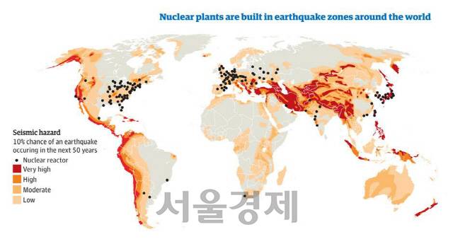 세계 원전 분포도.