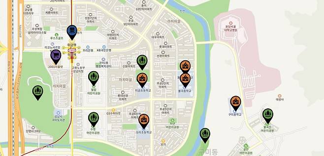 △구미동 일대 [이미지 = 네이버 지도]