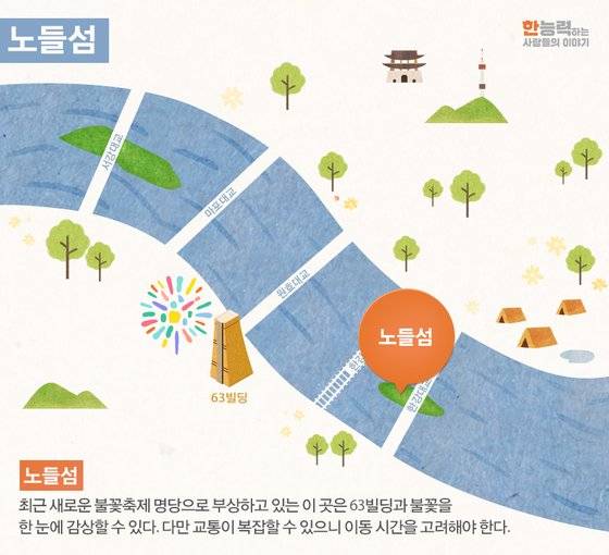 사육신공원·노량진근린공원도 돗자리를 깔고 누워서 불꽃을 볼 수 있는 평평한 대지가 많다. [사진 한화그룹]