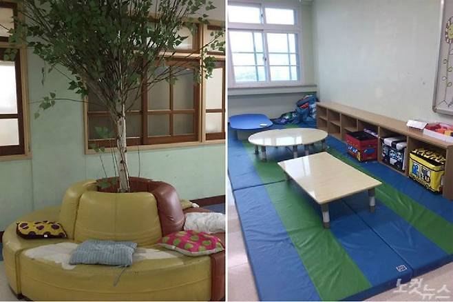 어룡초등학교 학생공간위원회는 학생들로 구성돼 있으며 이들은 학교 공간을 어떻게 활용할 것인지 또는 규칙을 어떻게 지켜나갈 것인지를 협의해 나간다. 사진은 학교 창고에서 꺼낸 책상과 의자를 가지고 공간을 조성한 모습. (사진=문수경 기자)