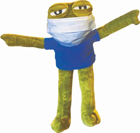 지난 18일 홍콩 시위 현장에 등장한 페페 인형. AP뉴시스