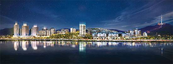 한남디에이치더로얄 전체 외관 디자인