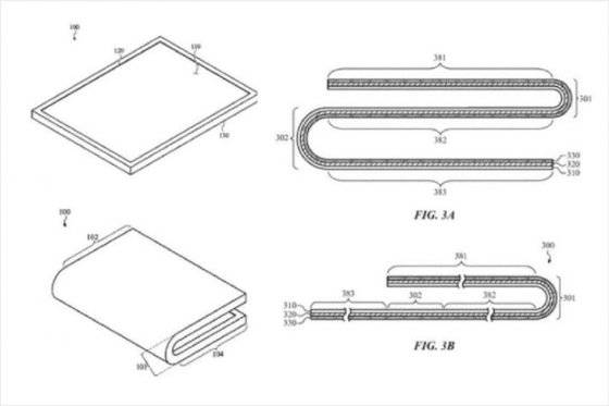애플이 특허 출원한 폴더블 스마트폰 도면. [자료 미국특허청]