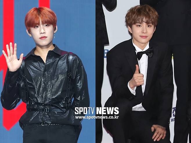 ▲ 건강상의 이유로 활동을 중단한 AB6IX 박우진(왼쪽)-NCT 127 정우. ⓒ곽혜미 기자