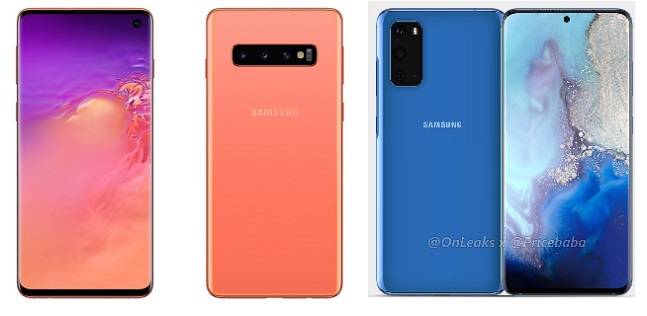 삼성전자 ‘갤럭시S10’ 플라밍고 핑크(왼쪽)와 ‘갤럭시S11’ 렌더링 이미지.ⓒ삼성전자·온리크스 트위터 캡처