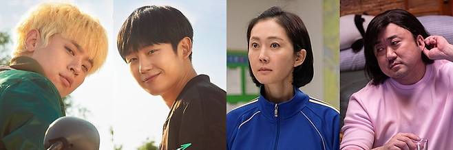 ▲ 왼쪽부터 '시동'의 박정민, 정해인, 염정아, 마동석. 출처|영화 '시동' 포스터 및 스틸