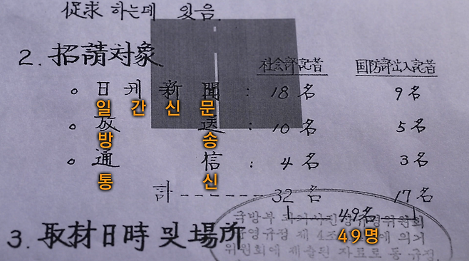 ▲ 국방부 과거사진상조사위원회에서 나온 ‘광주소요사태 언론인취재유도계획’이라는 제목의 문건. 1980년 5월 당시 신문과 방송이 광주학살을 폭도로 왜곡한 이유가 이 문건에 담겨 있다.