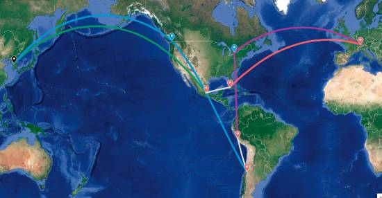 서울-밴쿠버-산티아고//리마-토론토-취리히-아바나//멕시코시티-서울 여행 경로.