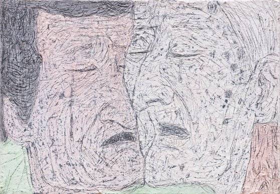 문성식, '만남'( 2018, 캔버스에 젯소 , 과슈 18 x 25.8 cm ) [사진 권오열 촬영, 국제갤러리]