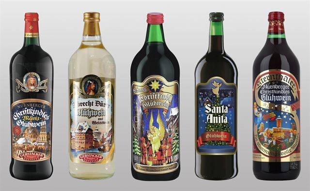 독일 글뤼바인 시장의 80%를 차지한다는 게르슈테커 글뤼바인(맨 왼쪽)과 그 외 글뤼바인들.  와이너리 홈페이지 캡처