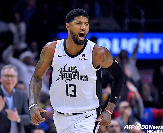 폴 조지(13번)가 코비 브라이언트의 등번호였던 24번으로 변경을 고려하고 있다. 농구를 하게 된 이유였던 브라이언트를 매 순간 기리고 싶어서다. 사진=AFPBBNews=News1