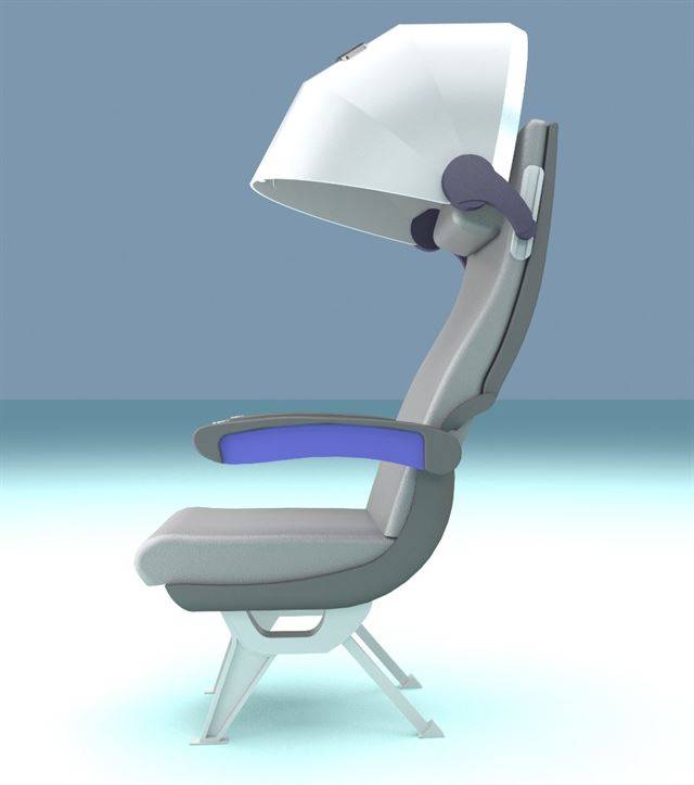 미국 플로리다 테크놀로지 인스티튜트(FIT) 학생들은 좌석 머리 부분에 덮개를 부착해 옆 사람과의 불편함을 줄일 수 있는 디자인을 선보였다. CCA협회 제공