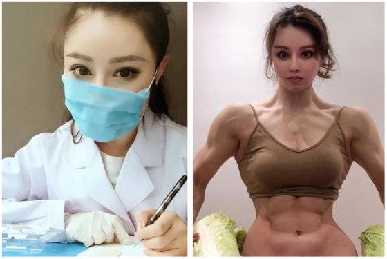 보디빌더이자 의사로 유명한 중국 SNS 스타 위안허룽. [SCMP 캡처]