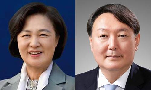 추미애(왼쪽) 법무장관, 윤석열 검찰총장