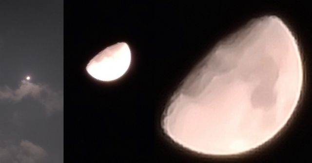 갤럭시S20 울트라로 찍은 달 사진. 왼쪽부터 1배/30배/100배 줌 적용. (사진=지디넷코리아)