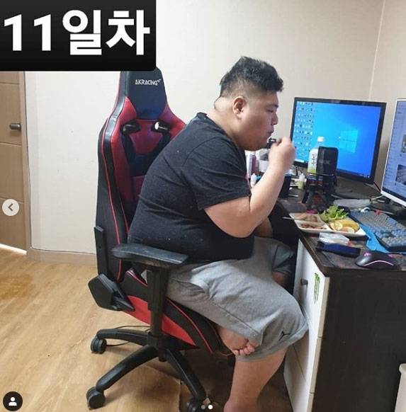 피지컬갤러리 인스타그램에 올라온 공혁준의 체중감량 11일차 모습.