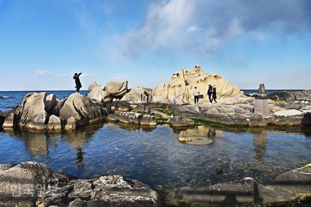 소돌해변 인근 아들바위공원. 바닷물이 자연스럽게 드나드는 천연 조각공원이다.