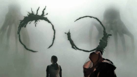 외계인 헵타포드(heptapod)는 먹물같은 액체를 뿌려 대화한다. 그들의 언어엔 시제 구분이 없고, 과거·현재·미래를 동시에 볼 수 있는 능력이 있다. 주인공도 외계어를 배운후 같은 능력을 갖게 된다. 언어가 존재를 결정한다는 이야기다. [사진 영화 컨택트]