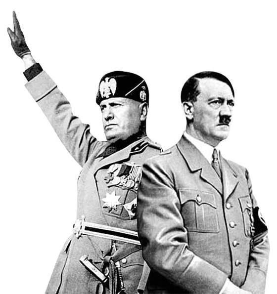 무솔리니(左), 히틀러(右)