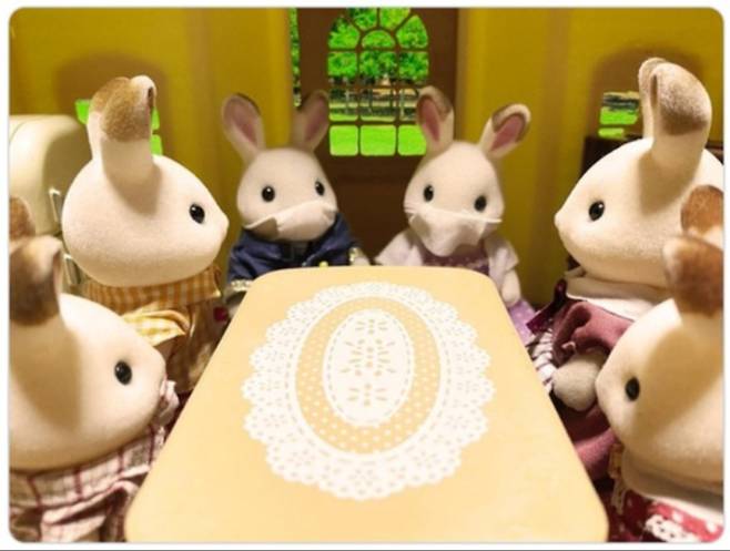 아베 신조 일본 총리가 신종 코로나바이러스 감염증(코로나19) 확산 방지를 위해 각 가정에 ‘면 마스크’를 2장씩 배포하겠다고 발표한 것과 관련, 이 같은 정책을 비꼬는 이미지가 트위터에서 이어지고 있다. 일본 누리꾼 트위터 계정 캡처