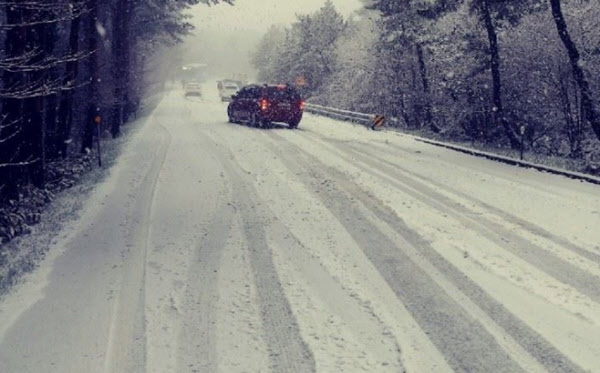 12일 한라산 1100도로에 갑작스럽게 눈이 내리면서 차량 통행에 불편을 겪었다./제주도 제공
