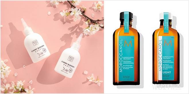 사진 : (왼쪽부터)무백_벚꽃볼륨클리닉, 모로칸오일 트리트먼트