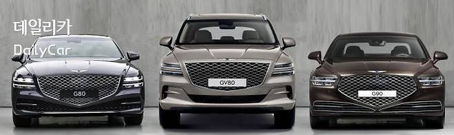 각기 다른 조형 문법의 2세대 크레스트 릴 (G80, GV80, G90)