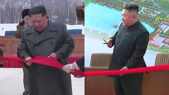 (왼쪽) 작년 12월 김정은 모습(오른쪽) 오늘(2일) 공개된 김정은 모습