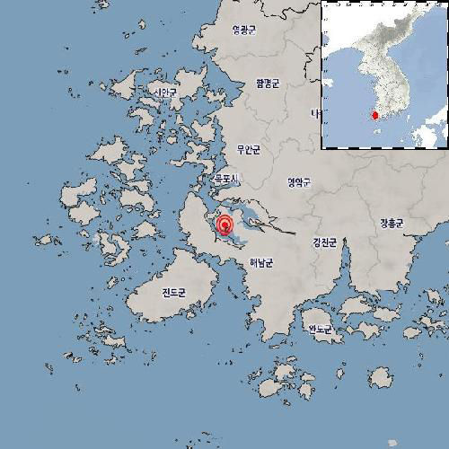 기상청 '전남 해남 서북서쪽서 규모 3.1 지진 발생
