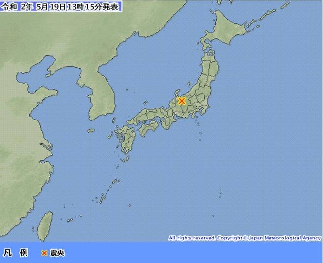 기후현에서 발생한 지진 [일본 기상청 홈페이지 캡처, 재판매 및 DB 금지]