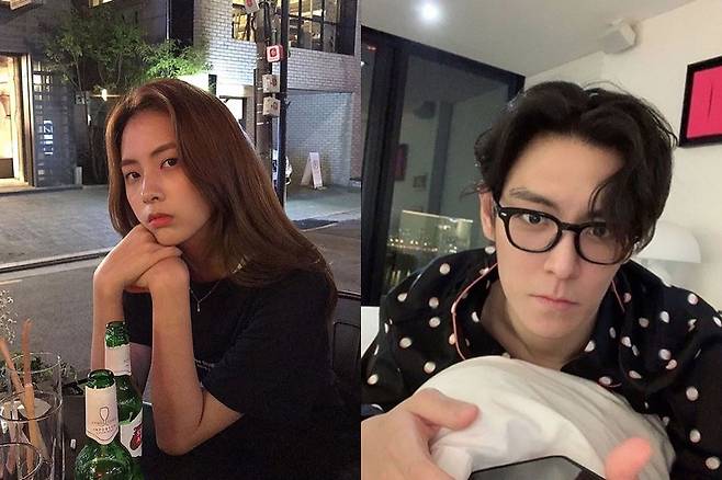 ▲ 엠넷 '러브캐처2'에 출연한 배우 김가빈(왼쪽)이 빅뱅 탑과의 연애 의혹에 입장을 밝혔다. 출처|김가빈, 탑 인스타그램