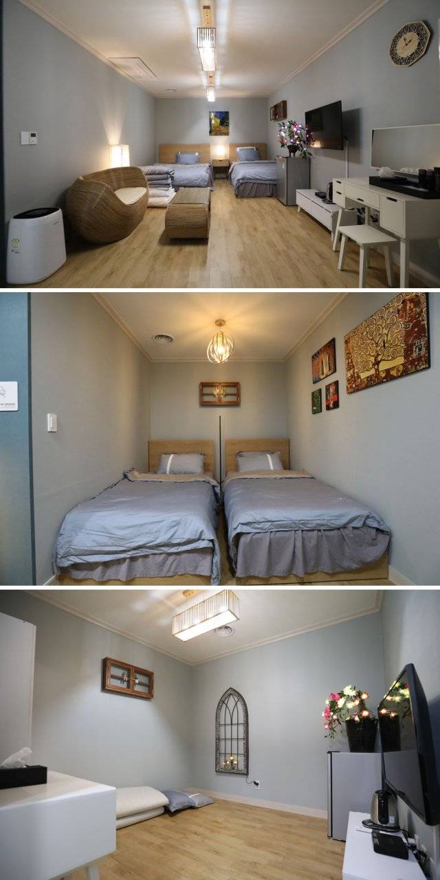 강원도 정선 마을호텔 18번가의 다양한 숙소. 시설에 비해 비싸다는 단점이 있다.