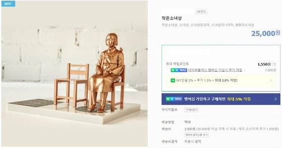 한 온라인 쇼핑물에서 판매 중인 위안부 피해자 할머니 관련 후원 굿즈. [쇼핑몰 홈페이지 캡처]