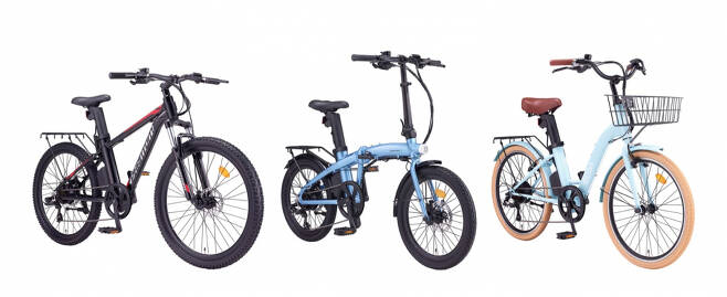 (왼쪽부터)‘팬텀HX’, ‘팬텀Q’, ‘팬텀 이콘 플러스’ 등 삼천리자전거가 올해 출시한 전기자전거 신제품들