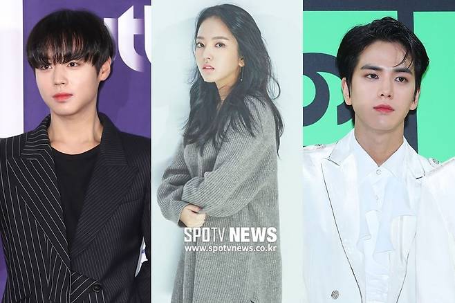 ▲ 웹드라마 '연애혁명' 주인공으로 발탁된 박지훈, 이루비, 더보이즈 영훈(왼쪽부터) ⓒ곽혜미 기자, 킹콩by스타쉽