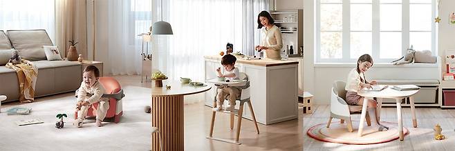 퍼시스그룹의 의자전문 브랜드 시디즈가 생후 3개월부터 7세까지 사용 가능한 아이전용 의자 '몰티'를 새롭게 출시했다. [퍼시스 제공]