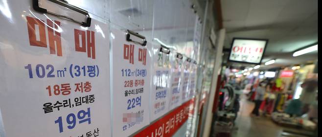 18일 대치동 은마아파트 상가의 부동산 모습. 정부는 잠실 MICE 개발사업 등의 영향권인 강남구 청담·삼성·대치동, 송파구 잠실동 전역을 1년간 토지거래허가구역으로 지정하는 등의 6ㆍ17 부동산대책을 발표했다.