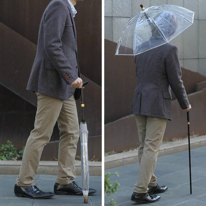 화이트 로즈 지팡이 내장형 우산. 사진 whiterose.jp 갈무리.