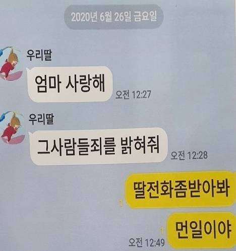 故 최숙현 트라이애슬론 선수가 마지막으로 어머니에게 보낸 메시지 내용./사진=뉴스1, 이용 국회의원 제공