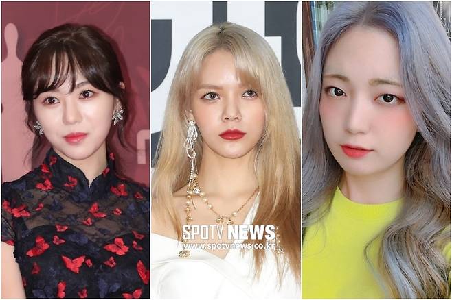 ▲ 권민아, 지민, 유경(왼쪽부터). 출처l곽혜미 기자, 유경 SNS