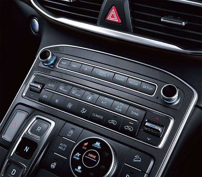 더 뉴 싼타페 중앙조작부분. 사진 현대차